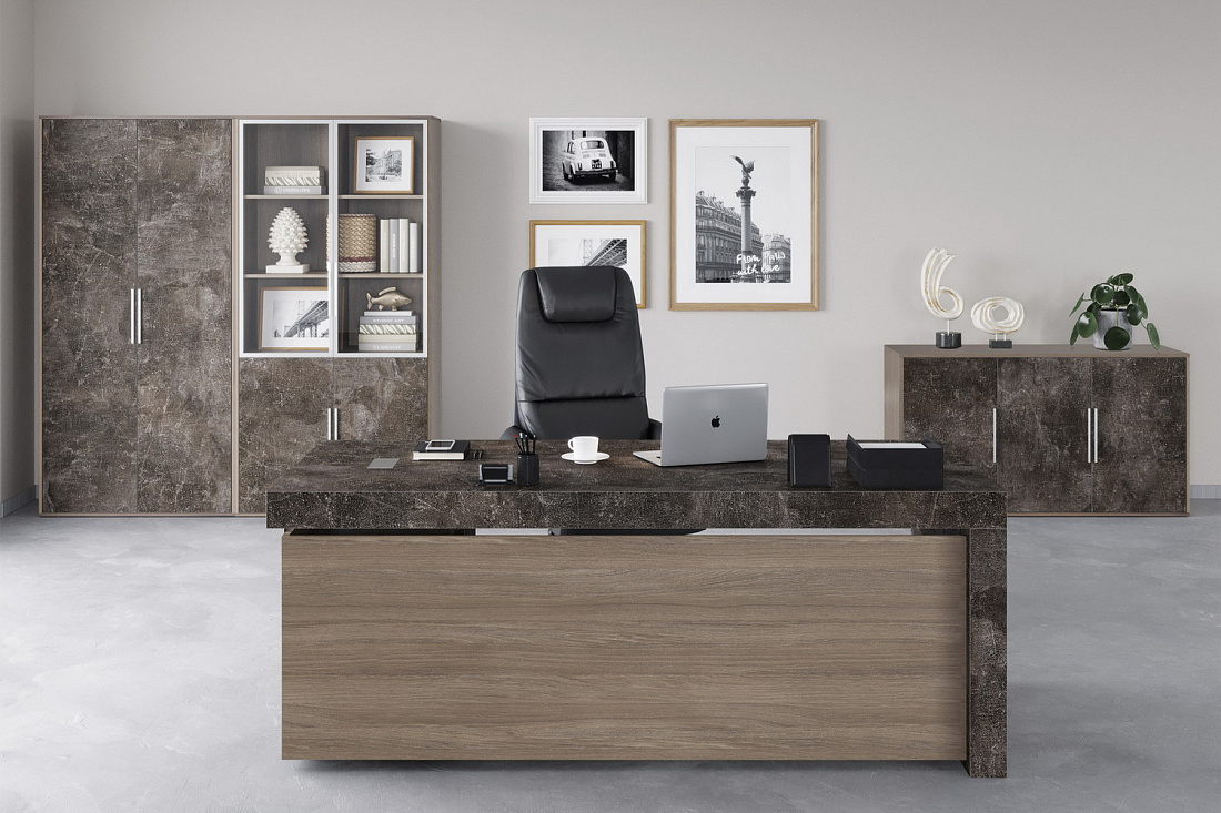 кабинет руководителя b-tone дуб урбан / бетон тёмный фото
