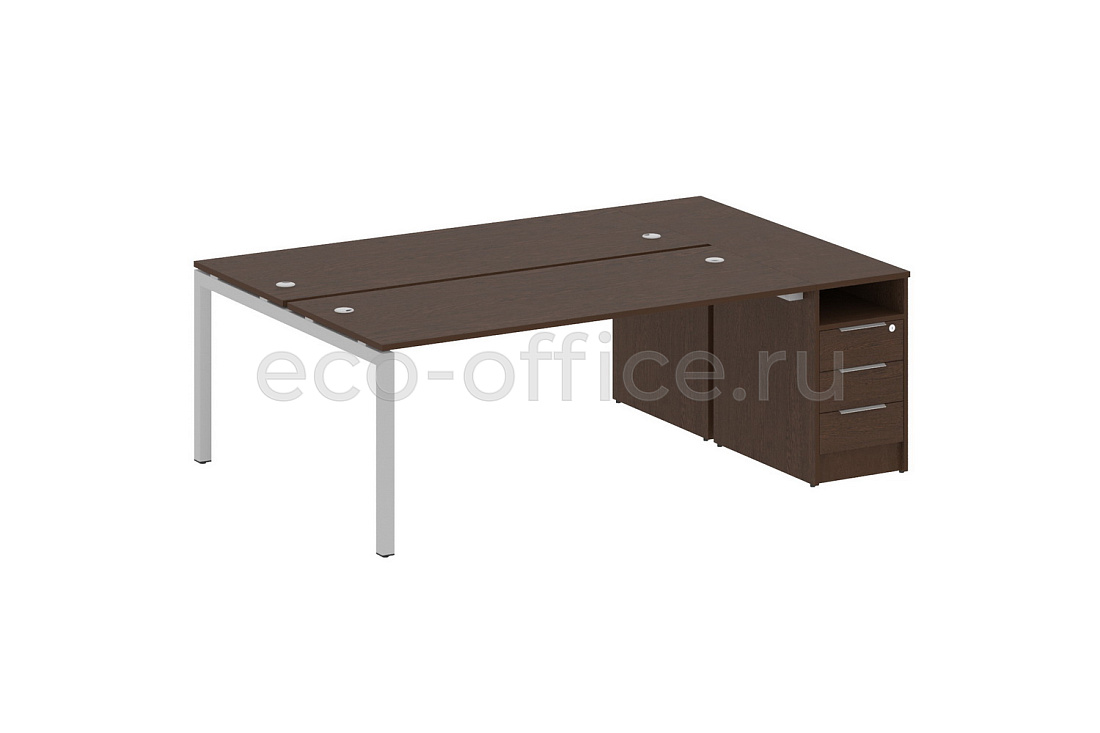 Рабочая станция с опорной тумбой METAL SYSTEM QUATTRO 5x5 50БП.РС-СТП-2.5 Венге Цаво / Серый металл купить в Москве