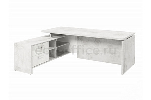 Стол с опорной тумбой левый FESTUS FI-121L.GG Хромикс Белый / Мрамор Леванто Белый фото