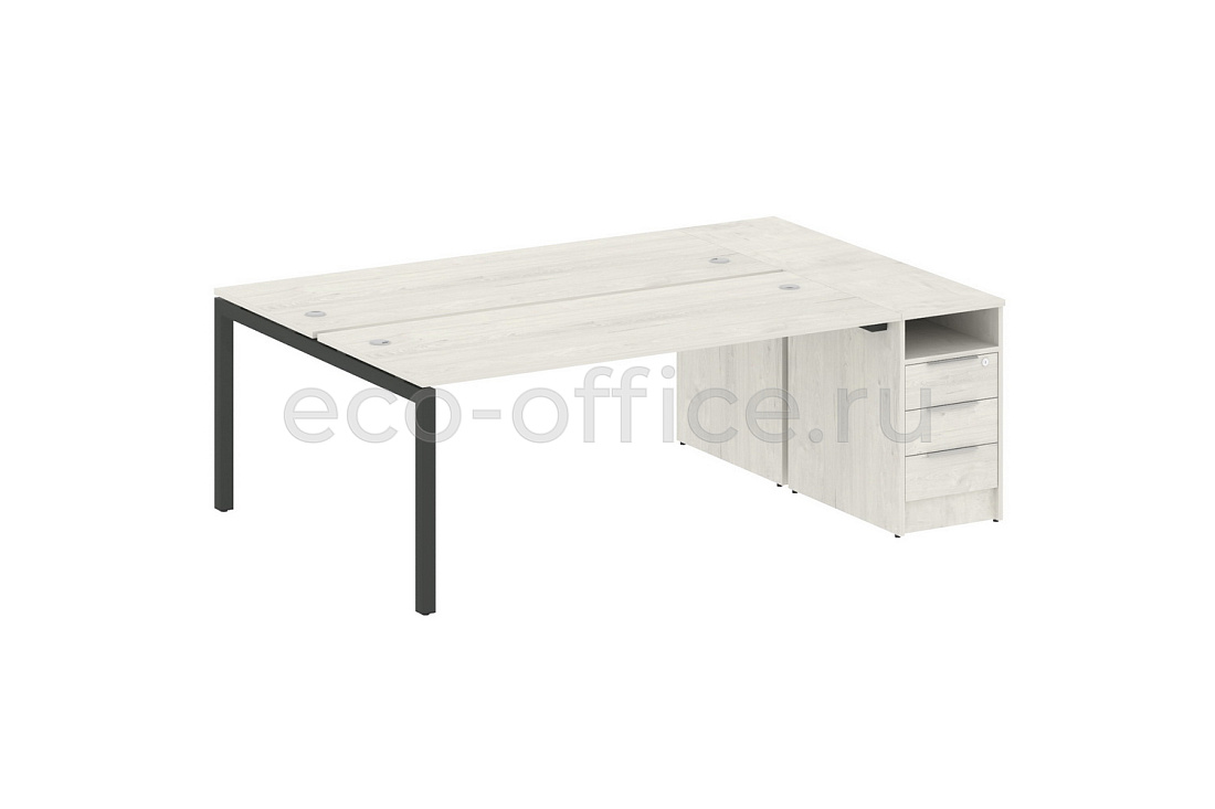 Рабочая станция с опорной тумбой METAL SYSTEM QUATTRO 5x5 50БП.РС-СТП-2.5 Дуб Наварра / Антрацит металл  купить в Москве