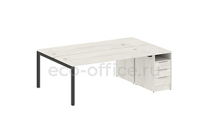 Рабочая станция с опорной тумбой METAL SYSTEM QUATTRO 5x5 50БП.РС-СТП-2.5 Дуб Наварра / Антрацит металл фото
