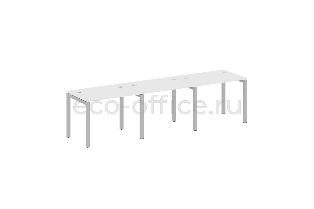 Рабочая станция на 3 рабочих места METAL SYSTEM QUATTRO 5x5 50БП.СМ-3.1 Белый / Серый металл  стоимость