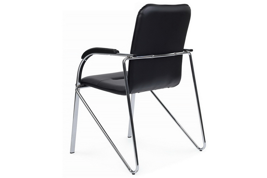 конференц-кресло rv chair самба на гальванических опорах smb-03h чёрная экокожа фото