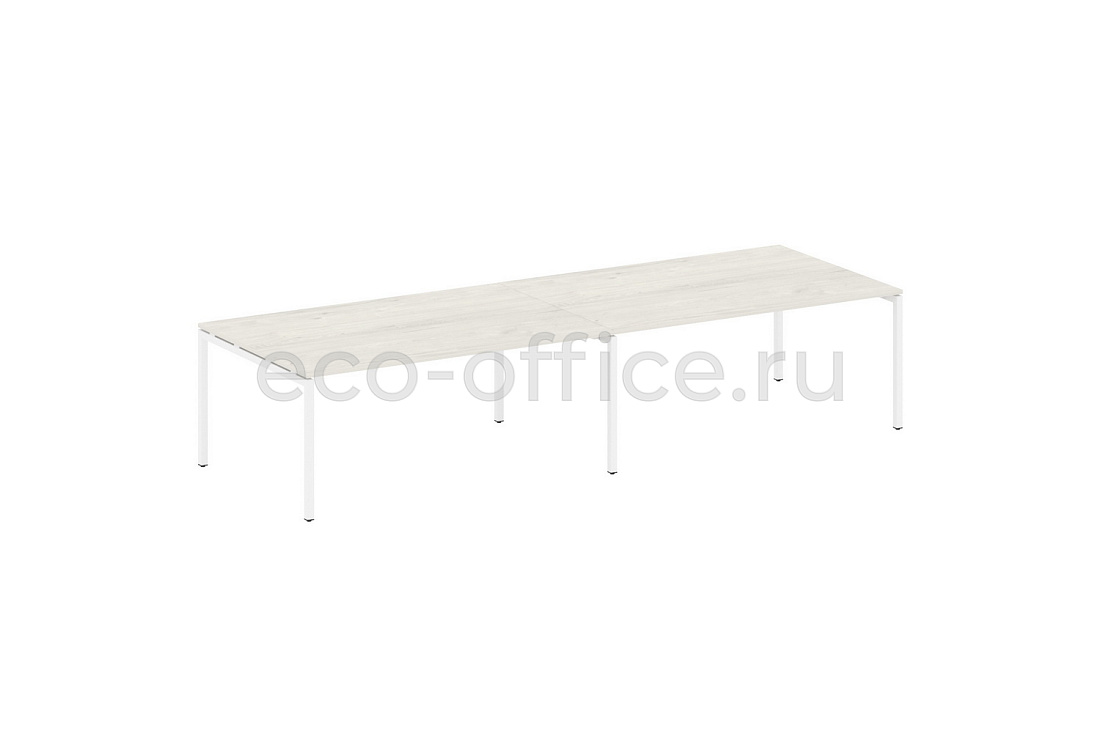 Стол переговорный (2 столешницы) METAL SYSTEM QUATTRO 4x4 40БП.ПРГ-2.5 Дуб Наварра / Белый металл  стоимость
