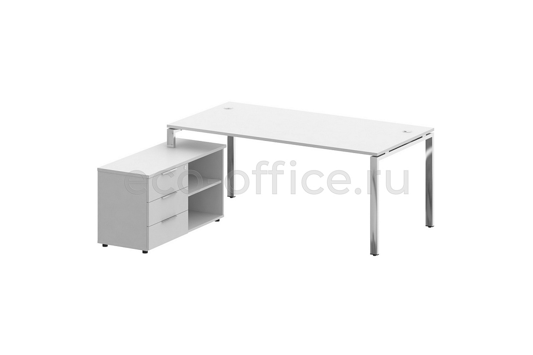 Стол руководителя с опорной тумбой METAL SYSTEM DIRECT БГ.СРТ-5.9 (L) Белый  стоимость