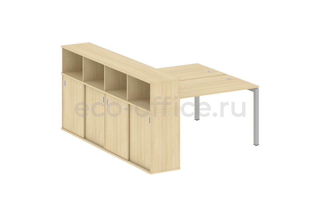 Рабочая станция с опорным шкафом-купе METAL SYSTEM QUATTRO 5x5 50БП.РС-СШК-4.3 Акация Лорка / Серый металл  стоимость