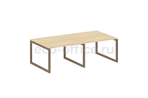 Стол переговорный (2 столешницы) METAL SYSTEM QUATTRO 5x5 50БО.ПРГ-2.2 Акация Лорка / Мокко металл фото