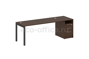 Рабочая станция с опорной тумбой METAL SYSTEM QUATTRO 5x5 50БП.РС-СТП-1.5 Венге Цаво / Антрацит металл фото