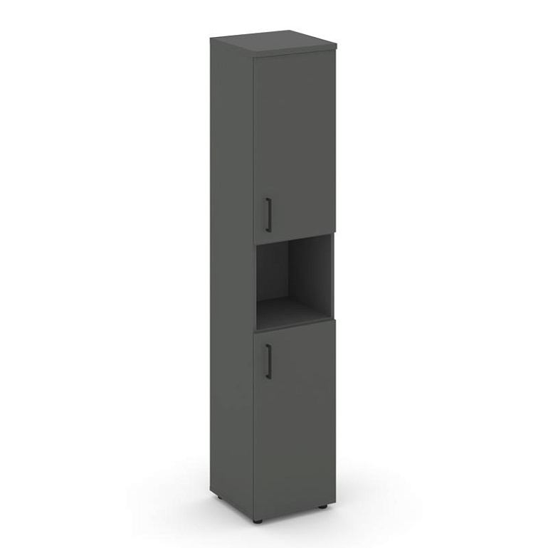 шкаф высокий узкий style project sn.stu-107(r) антрацит/черный ручки фото