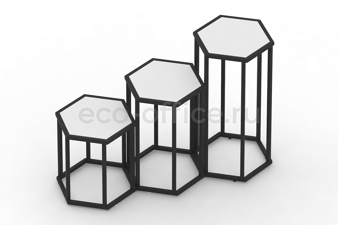Стол журнальный HEX-800 Белый / Чёрный металл  стоимость