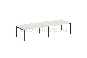 Стол переговорный (2 столешницы) METAL SYSTEM QUATTRO 5x5 50БП.ПРГ-2.5 Дуб Наварра / Антрацит металл фото