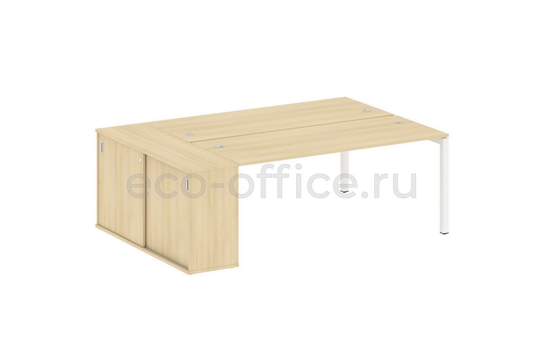 Рабочая станция с опорным шкафом-купе METAL SYSTEM QUATTRO 5X5 50БП.РС-СШК-1.5 Акация Лорка / Белый металл купить в Москве