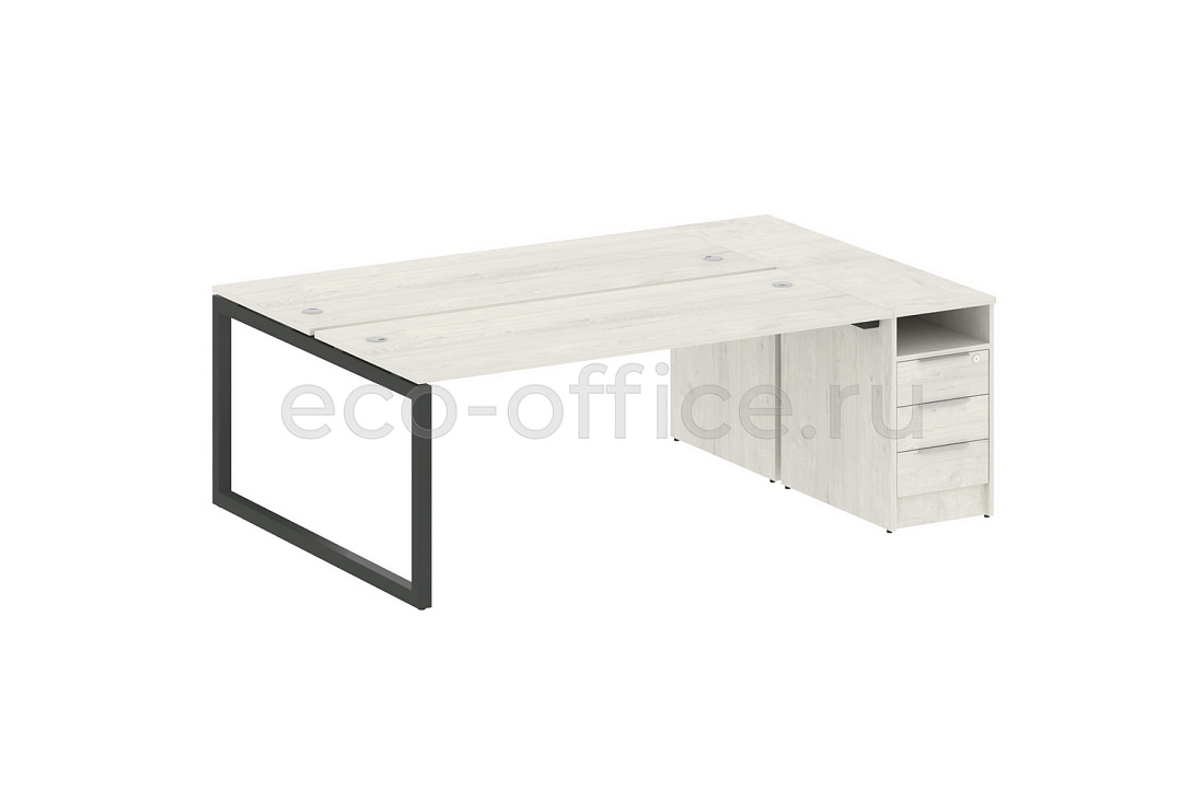 Рабочая станция с опорной тумбой METAL SYSTEM QUATTRO 5x5 50БО.РС-СТП-2.5 Дуб Наварра / Антрацит металл   стоимость
