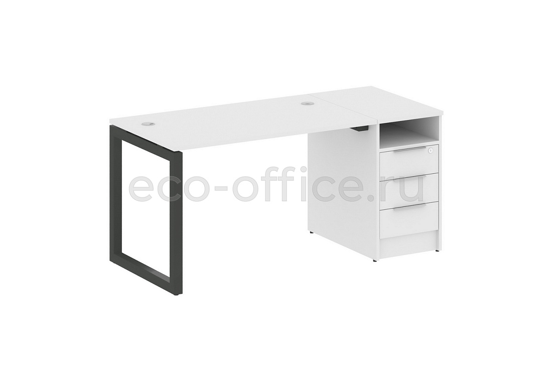 Рабочая станция с опорной тумбой METAL SYSTEM QUATTRO 5x5 50БО.РС-СТП-1.2 Белый / Антрацит металл  стоимость