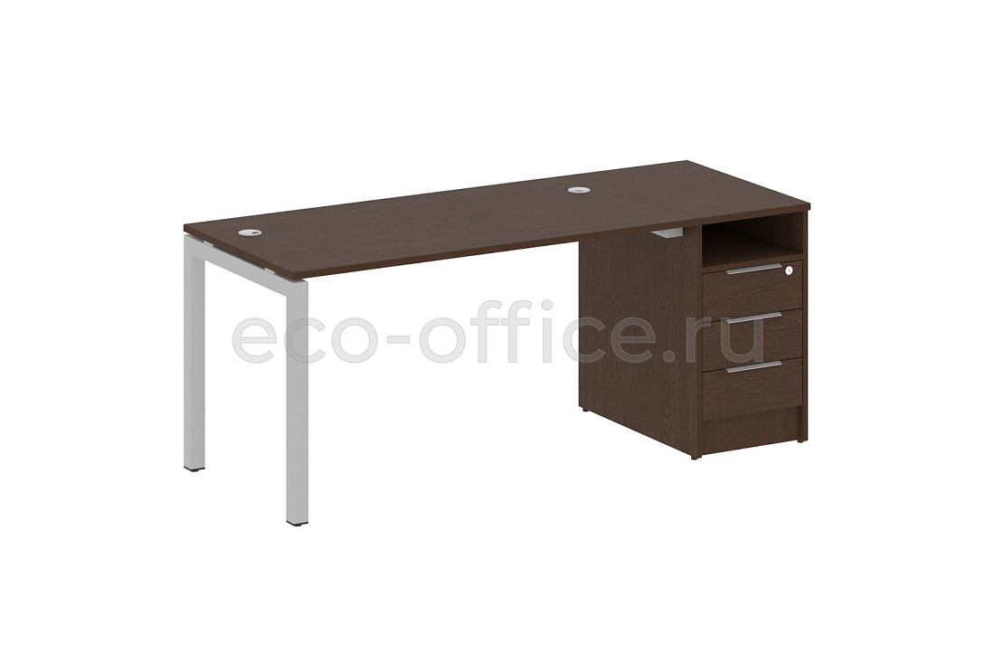 Рабочая станция с опорной тумбой METAL SYSTEM QUATTRO 5x5 50БП.РС-СТП-1.3 Венге Цаво / Серый металл  стоимость