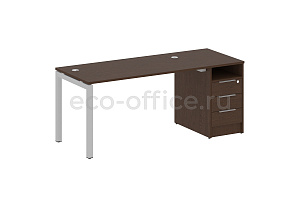 Рабочая станция с опорной тумбой METAL SYSTEM QUATTRO 5x5 50БП.РС-СТП-1.3 Венге Цаво / Серый металл фото