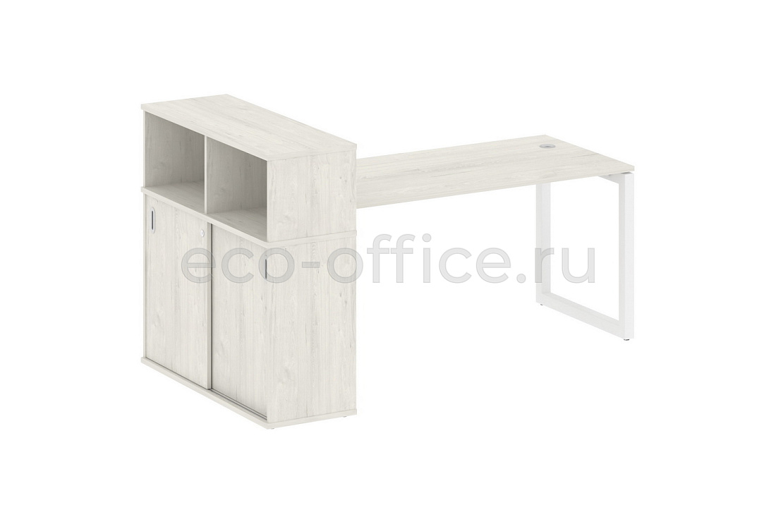 Стол письменный с опорным шкафом-купе METAL SYSTEM QUATTRO 5x5 50БО.РС-СШК-3.4 Дуб Наварра / Белый металл  стоимость