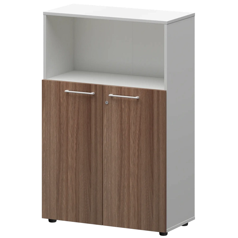 шкаф средний с нишей protech смш38.28f(б) темный шимо/белый фото