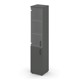 Шкаф высокий узкий STYLE PROJECT SN.STU-102(L) Антрацит/Прозрачный/Черный Ручки фото