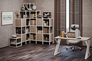 Кабинет руководителя LOFT Дуб Аттик / Белый металл фото