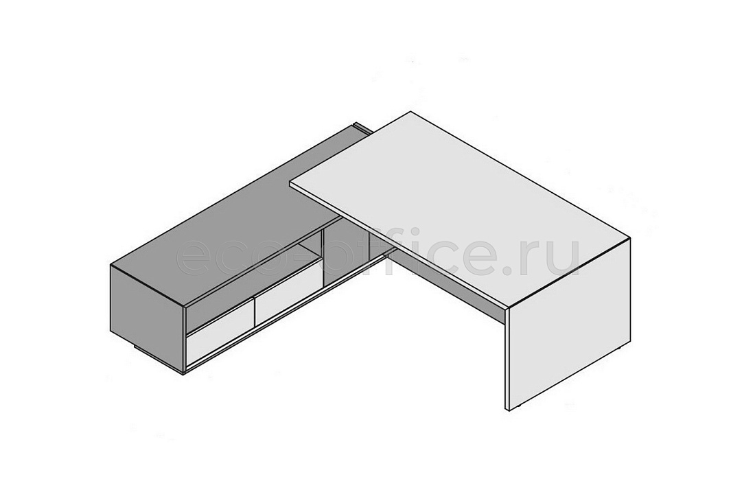 Стол левосторонний с опорной тумбой (шпон) ELITE 174293 Modern Elm / Black (Cod.51)  стоимость