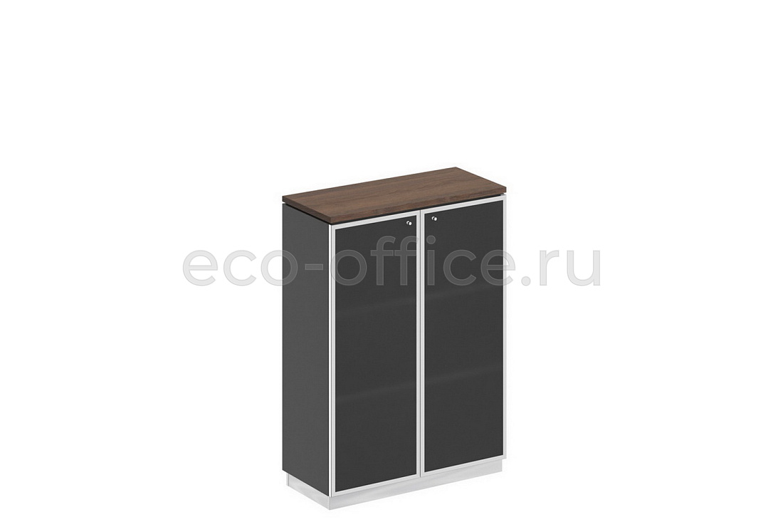 Шкаф для документов средний со стеклом BRAVO СИ 319 Дуб Гладстоун темный / Дуб Гладстоун темный / Антрацит  стоимость