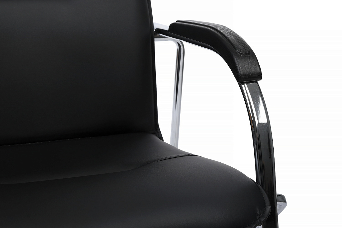 конференц-кресло rv chair самба на гальванических опорах smb-03h чёрная экокожа фото