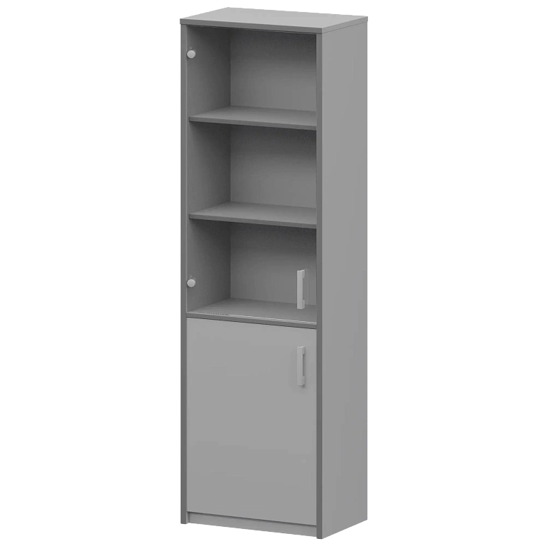 шкаф комбинированный узкий с прозрачным стеклом protech а-321/а-стл321пр серый фото