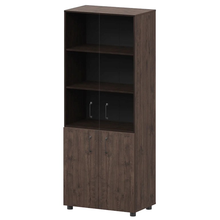 стеллаж комбинированный с стеклянными фасадами protech к-934,к-942,к-946,кф-942,кф-946 дуб апрель фото