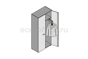 Шкаф высокий с 2 выдвижными вешалками (меламин) ELITE 174086 Light Poplar / Black фото