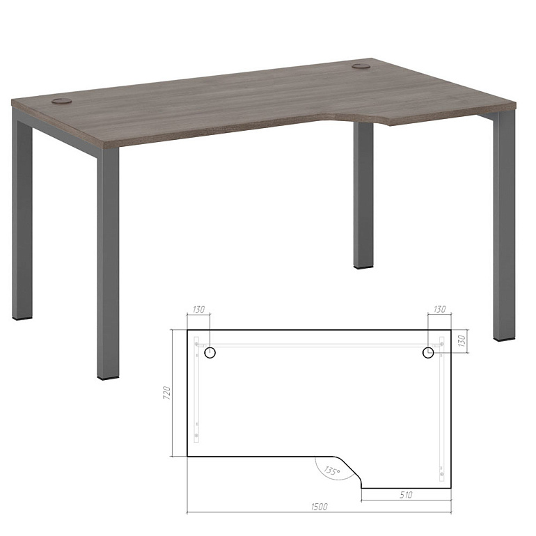 стол эргономичный правый на металлоопорах  new line nln36322734 фото