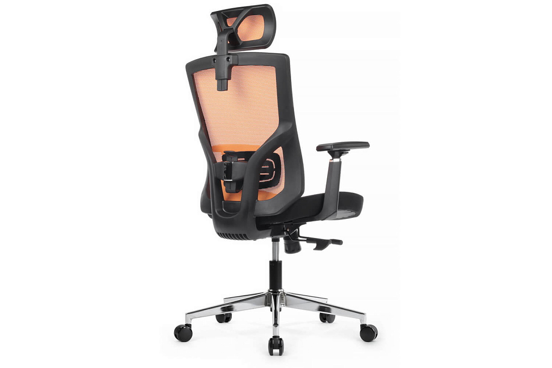 кресло rv chair step a2320 оранжевая сетка / чёрная ткань фото