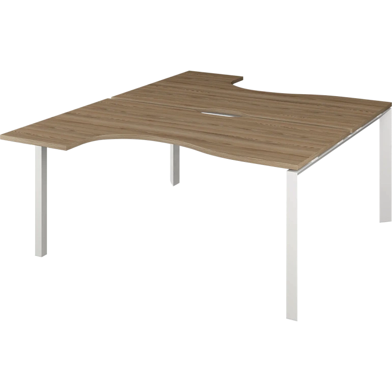 бенч эргономичный на 2 рабочих места на металлокаркасе protech нтмп.п.б2-060 дуб сафари/белый фото