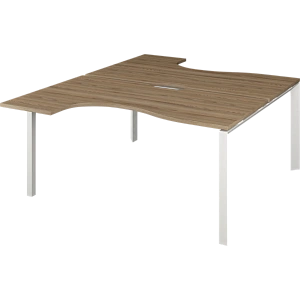 Бенч эргономичный на 2 рабочих места на металлокаркасе Protech НТМП.П.Б2-040 Дуб сафари/Белый фото