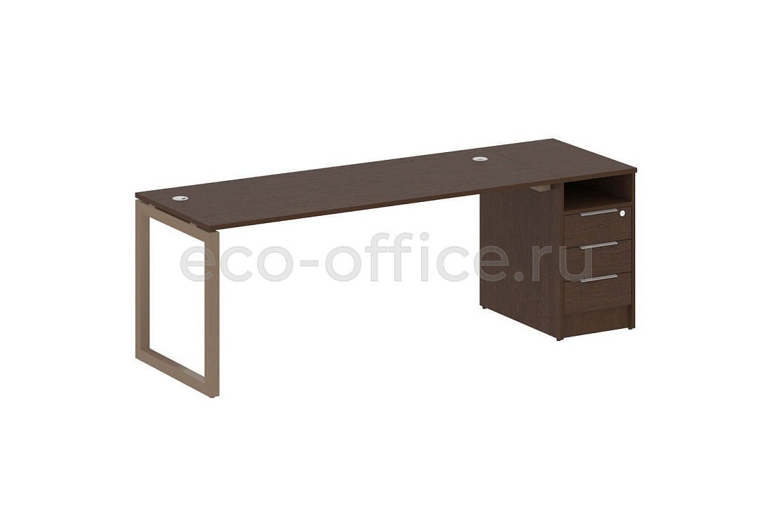 Рабочая станция с опорной тумбой METAL SYSTEM QUATTRO 5x5 50БО.РС-СТП-1.5 Венге Цаво / Мокко металл  стоимость