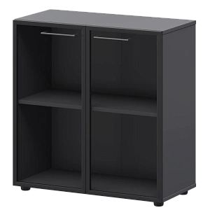 Шкаф низкий со стеклом в ал. рамке Protech СМШ28RS Графит фото