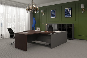 Кабинет руководителя КОРТЕЗ Дуб Венге / Графит фото