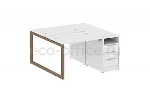 Рабочая станция с опорной тумбой METAL SYSTEM QUATTRO 5x5 50БО.РС-СТП-2.1 Белый / Мокко металл фото