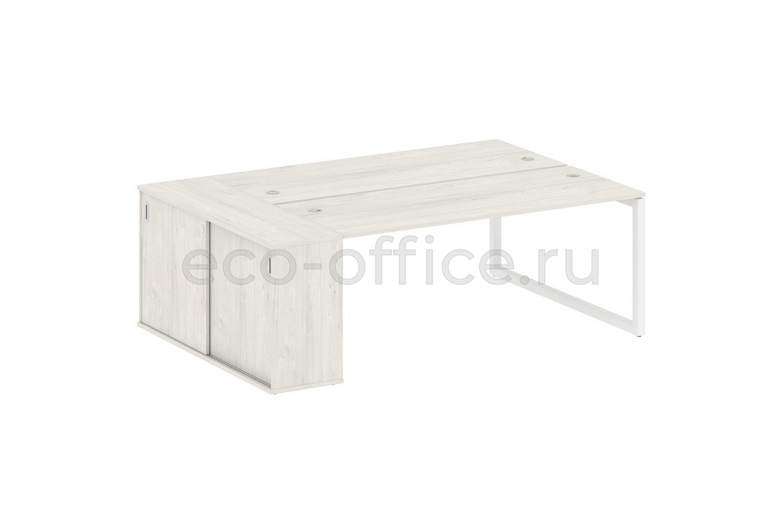 Рабочая станция с опорным шкафом-купе METAL SYSTEM QUATTRO 5x5 50БО.РС-СШК-1.5 Дуб Наварра / Белый металл  стоимость