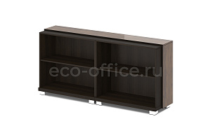 Стеллаж низкий двойной GRACE L-64 Дуб Линдберг тёмный / Tasso Nero фото