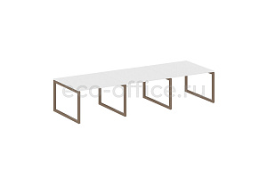 Стол переговорный (3 столешницы) METAL SYSTEM QUATTRO 5x5 50БО.ПРГ-3.2 Белый / Мокко металл фото