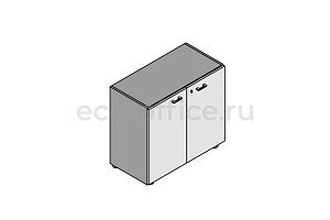 Шкаф низкий с 2 дверцами (меламин) ELITE 174056 Light Poplar / Black фото