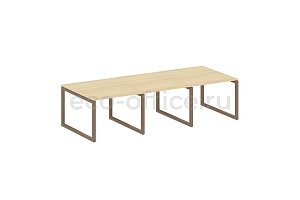 Стол переговорный (3 столешницы) METAL SYSTEM QUATTRO 5x5 50БО.ПРГ-3.1 Акация Лорка / Мокко металл фото