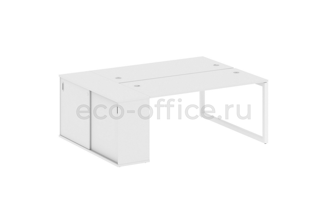Рабочая станция с опорным шкафом-купе METAL SYSTEM QUATTRO 5x5 50БО.РС-СШК-1.4 Белый / Белый металл  стоимость
