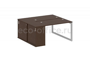 Рабочая станция с опорным шкафом-купе METAL SYSTEM QUATTRO 5x5 50БО.РС-СШК-1.2 Венге Цаво / Серый металл фото