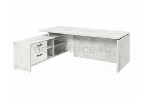 Стол с опорной тумбой левый FESTUS FB-121L.GG Хромикс Белый / Мрамор Леванто белый фото