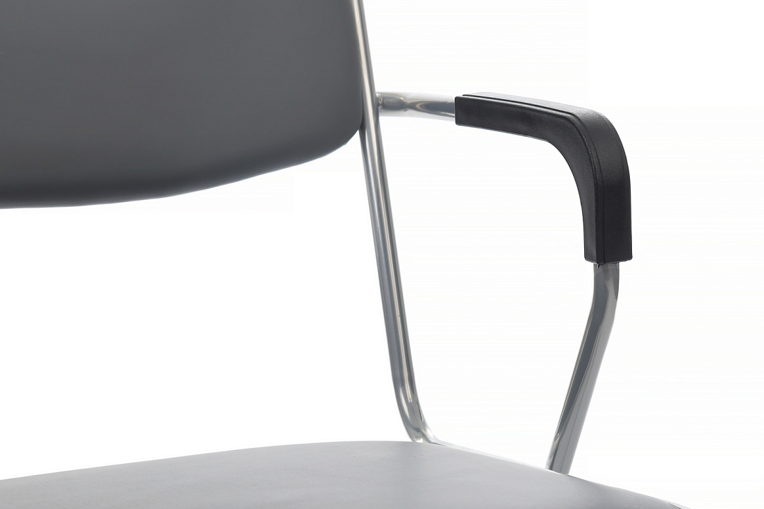 кресло rv chair nix plus omkl-03 серая экокожа / хром металл фото