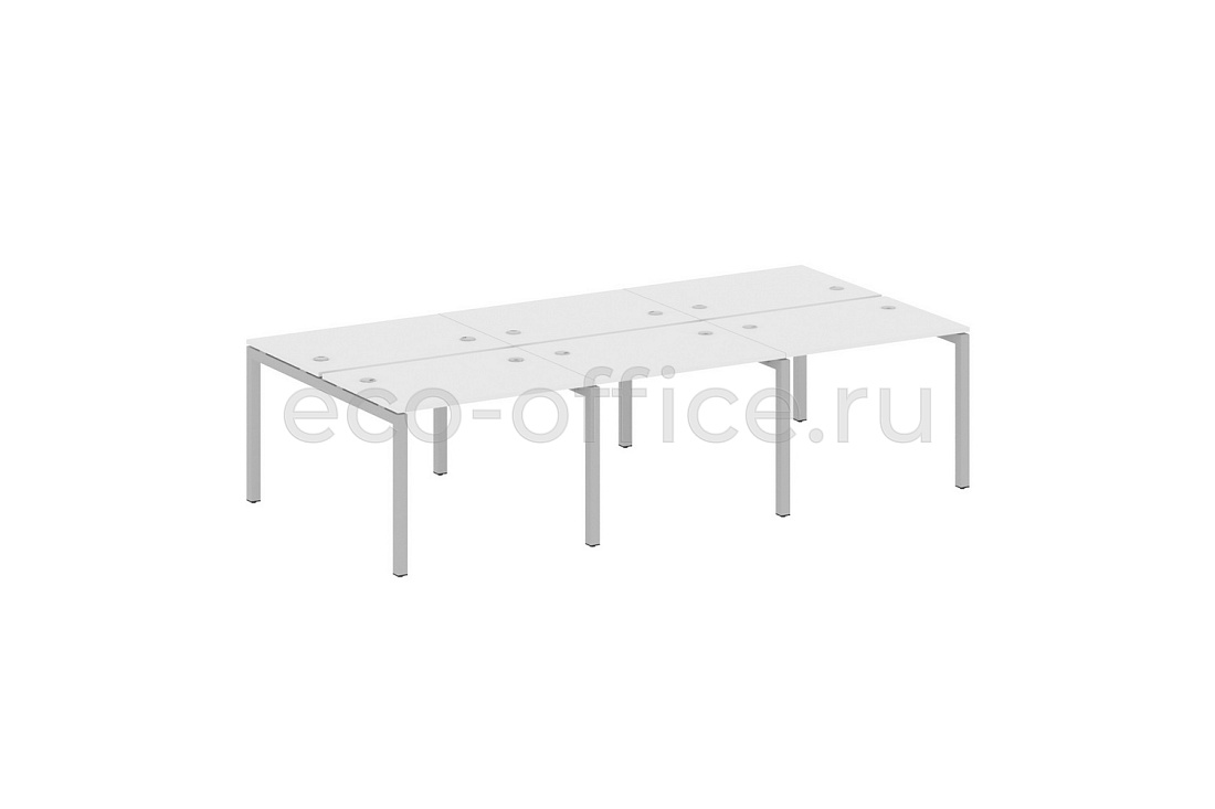 Рабочая станция на 6 рабочих мест METAL SYSTEM QUATTRO 5x5 50БП.СМ-6.1 Белый / Серый металл  стоимость