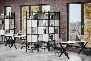 Стеллаж наборный LOFT Белый Бриллиант / Чёрный металл фото