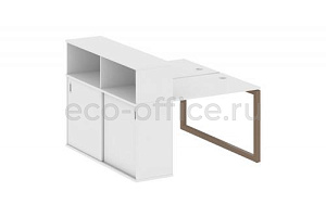 Рабочая станция с опорным шкафом-купе METAL SYSTEM QUATTRO 5x5 50БО.РС-СШК-2.1 Белый / Мокко металл фото